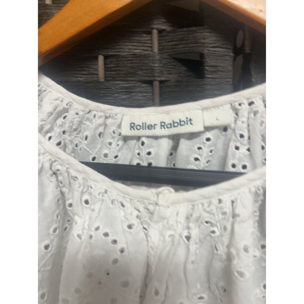 Roller Rabbit Oversized Eyelet Button Front Blous… - image 3